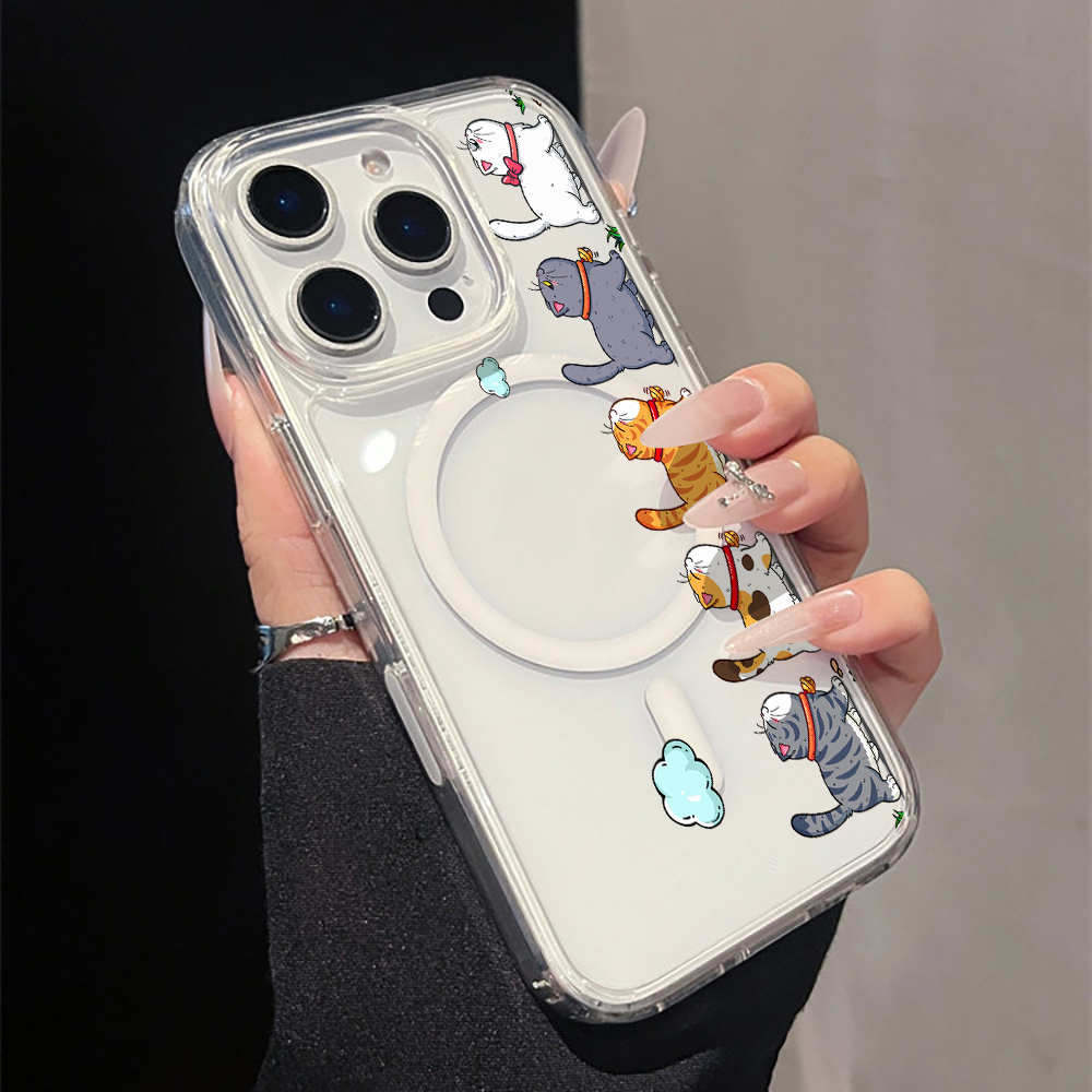 Apple Iphone 15 - Custodia Trasparente in Acrilico con Gatto